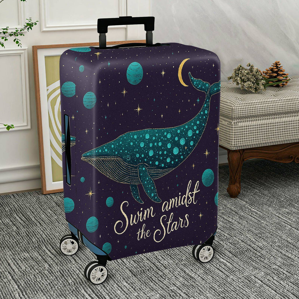 1-Piece Whale Cosmic Starry Night Fantasy Dreamy Mystical  Suitcase Luggage Cover, Stretch Protective Sleeve