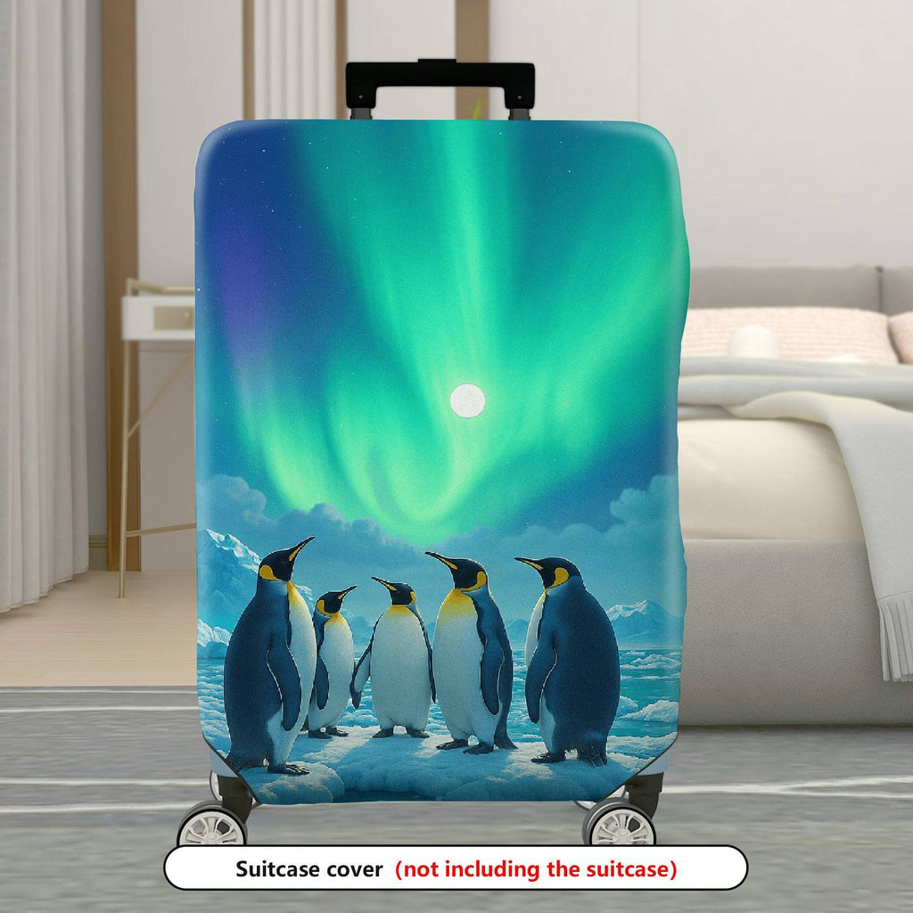1-Piece Aurora Penguin Ice Landscape Glacier Winter  Suitcase Luggage Cover, Stretch Protective Sleeve