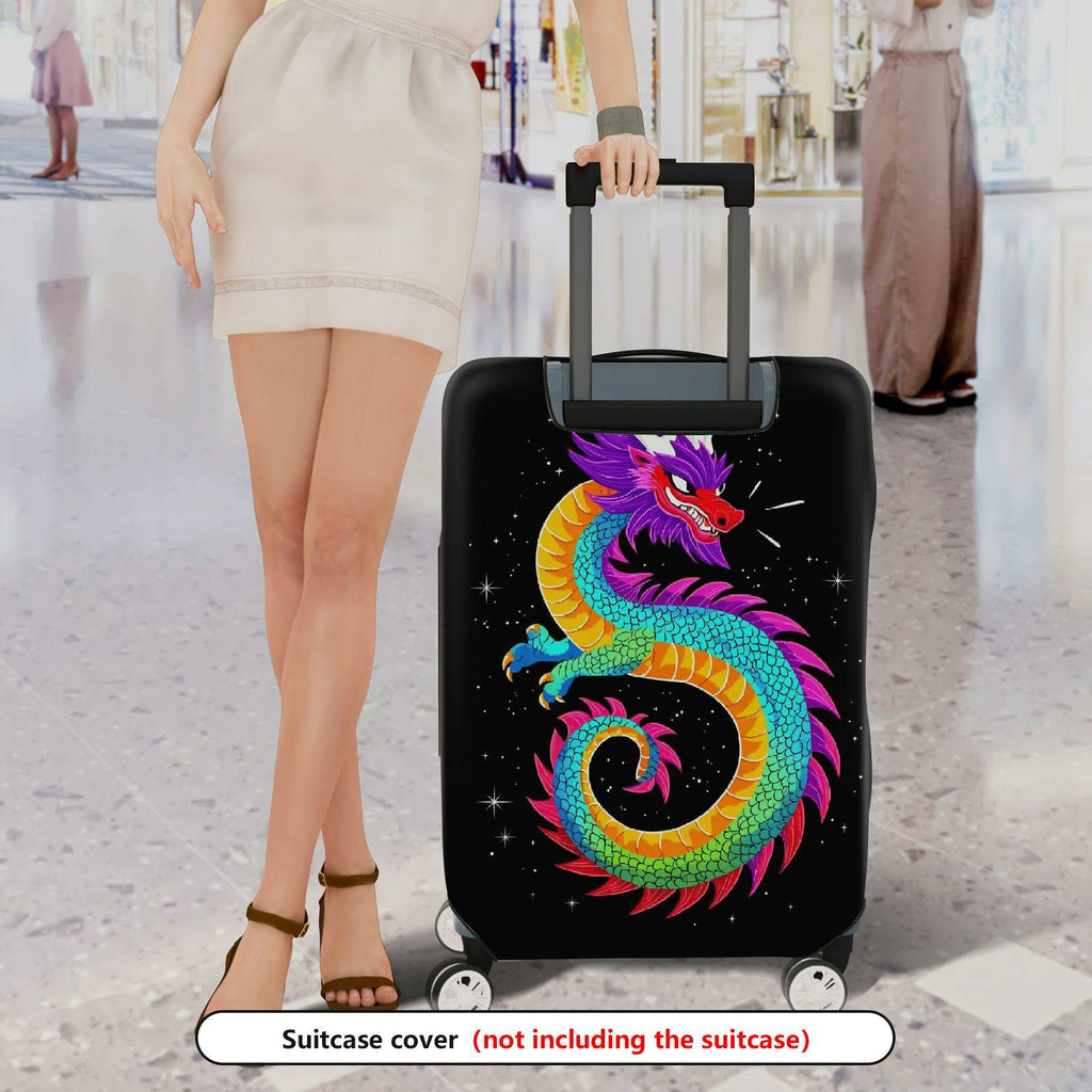 1-Piece Colorful Vibrant Dragon Mythical Fantasy Artistic  Suitcase Luggage Cover, Stretch Protective Sleeve
