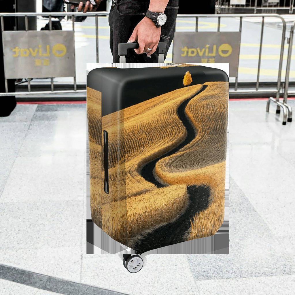 1-Piece Scenic Field Path Autumn Nature Landscape Tree  Suitcase Luggage Cover, Stretch Protective Sleeve