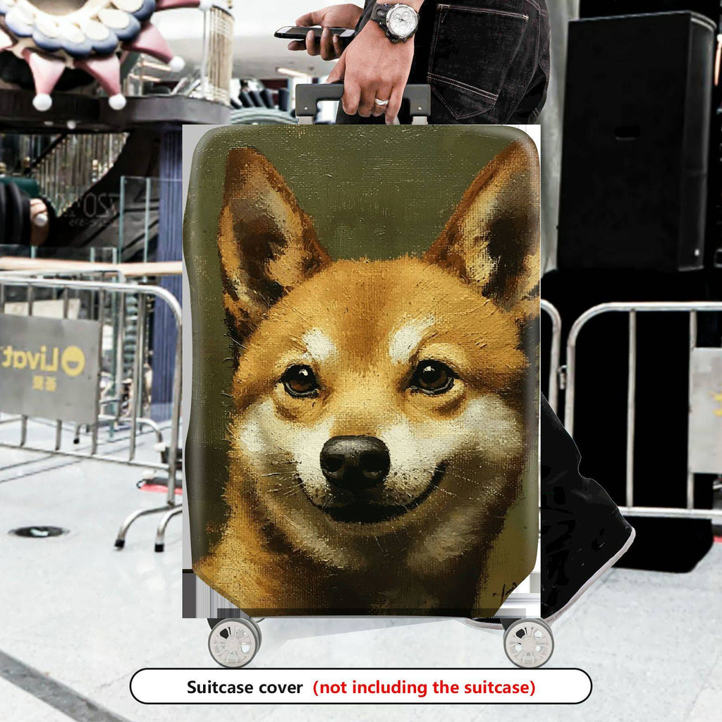 1-Piece Animal Ear Artistic Green Nature Travel  Suitcase Luggage Cover, Stretch Protective Sleeve