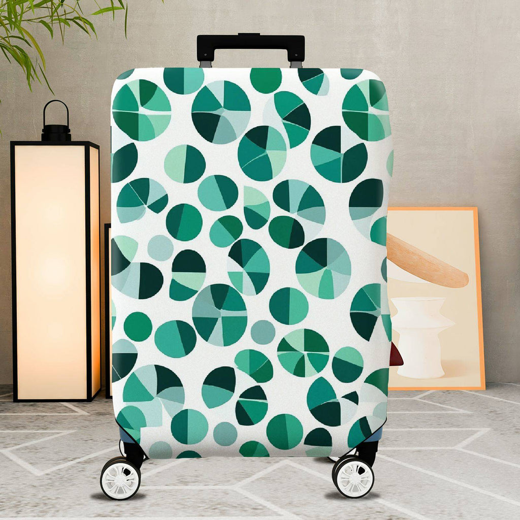 1-Piece Geometric Green Blue Circular Artistic Modern  Suitcase Luggage Cover, Stretch Protective Sleeve