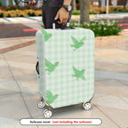 1-Piece Green Bird Check Pattern Plaid Travel Holiday  Suitcase Luggage Cover, Stretch Protective Sleeve