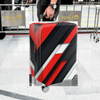 1-Piece Abstract Geometric Red Black White Bold Stylish  Suitcase Luggage Cover, Stretch Protective Sleeve