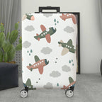 1-Piece Airplane Cloud Raindrop Pattern  Playful Travel  Suitcase Luggage Cover, Stretch Protective Sleeve