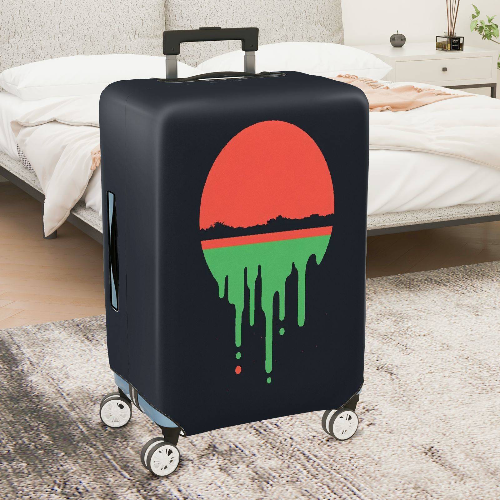 1-Piece Sunset Horizon Dripping Abstract Landscape Art  Suitcase Luggage Cover, Stretch Protective Sleeve