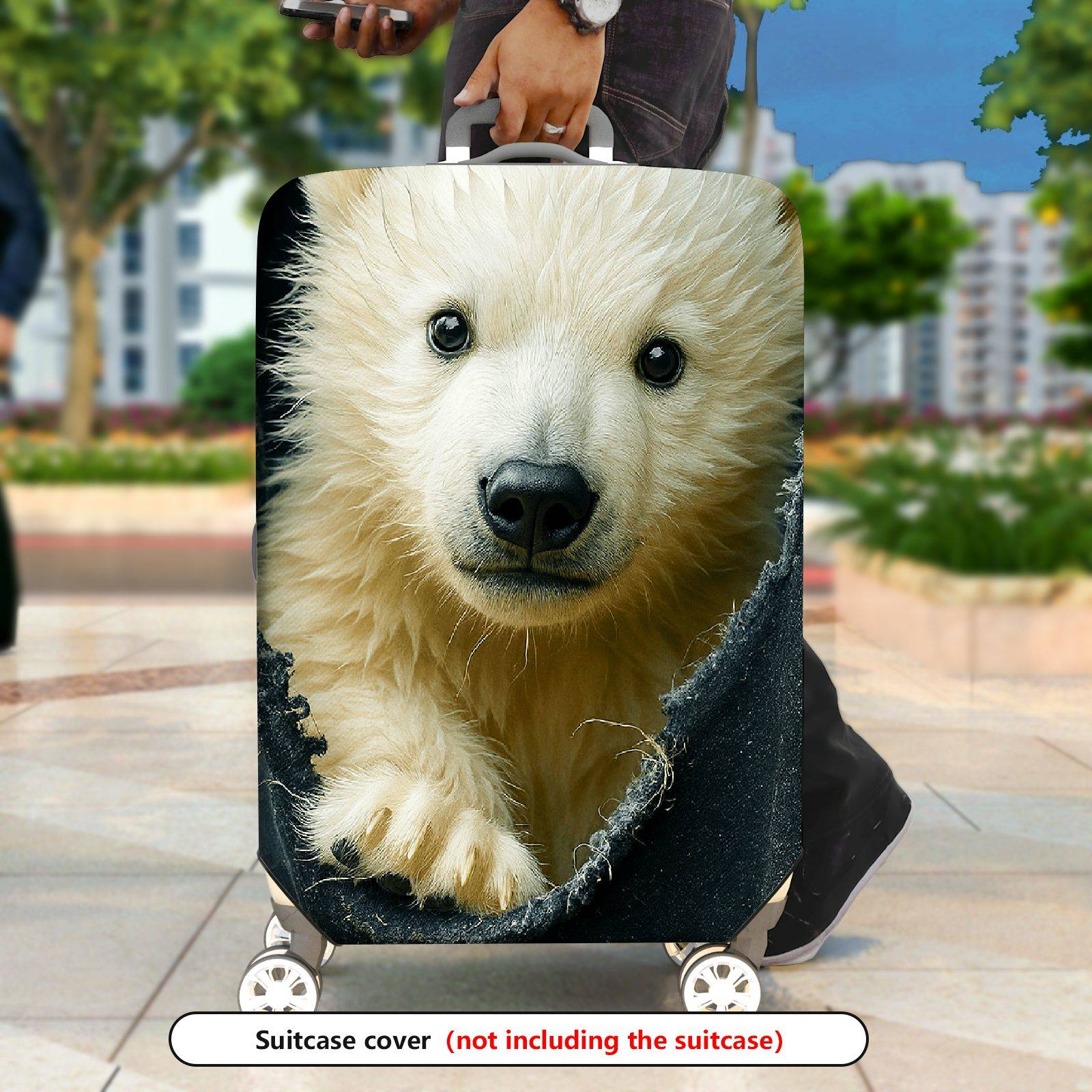 1-Piece Cute Polar Bear Animal Wildlife Nature Adorable  Suitcase Luggage Cover, Stretch Protective Sleeve