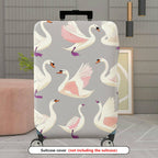 1-Piece Swan Feather Elegant Graceful Pink Artistic  Suitcase Luggage Cover, Stretch Protective Sleeve