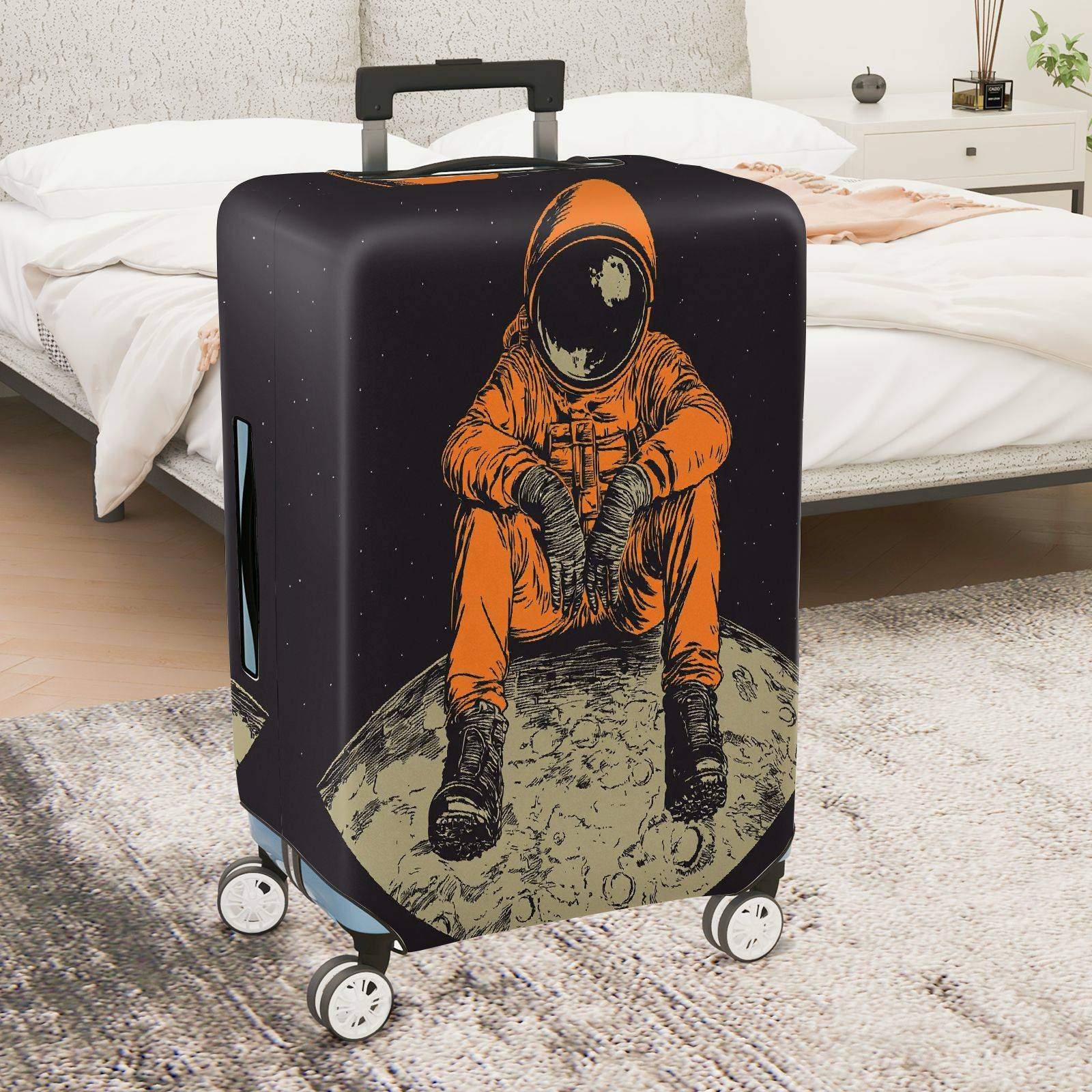1-Piece Astronaut Moon Space Universe Traveler  Suitcase Luggage Cover, Stretch Protective Sleeve