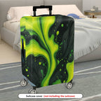 1-Piece Abstract Swirl  Green Black Artistic  Suitcase Luggage Cover, Stretch Protective Sleeve