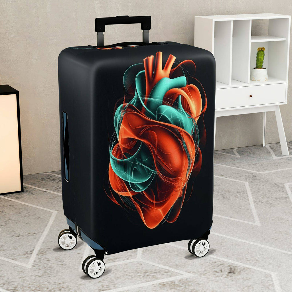 1-Piece Abstract Heart Artistic Colorful Vibrant Unique  Suitcase Luggage Cover, Stretch Protective Sleeve