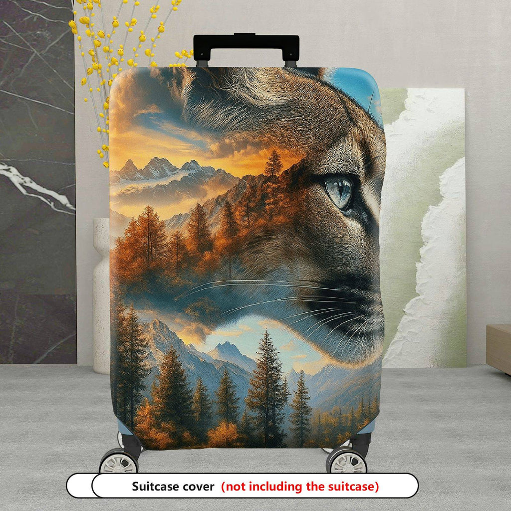 1-Piece Mountain Forest Animal Cat Landscape Nature  Suitcase Luggage Cover, Stretch Protective Sleeve