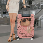 1-Piece Animal Bubble Tea Sunglasses Flower Jewelry  Suitcase Luggage Cover, Stretch Protective Sleeve