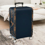 1-Piece Vintage Geometric Ornate Elegant Navy  Suitcase Luggage Cover, Stretch Protective Sleeve