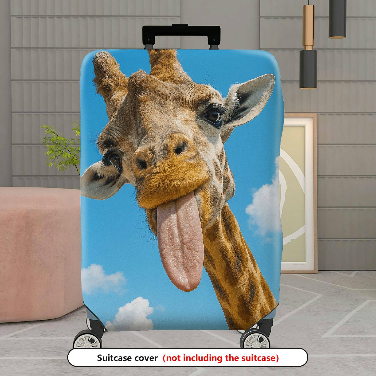 1-Piece Cute Giraffe Funny Animal Nature Blue Sky  Suitcase Luggage Cover, Stretch Protective Sleeve