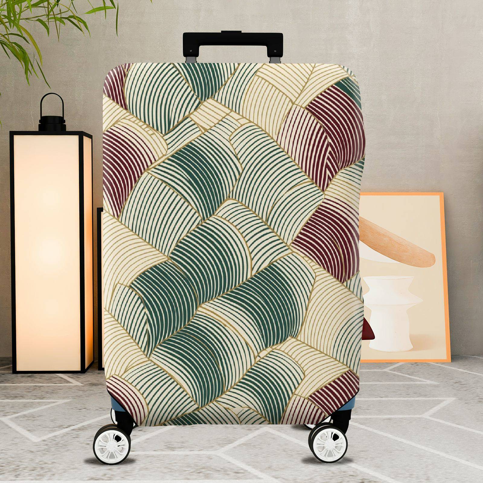 1-Piece Abstract Geometric Colorful Modern Stylish Elegant  Suitcase Luggage Cover, Stretch Protective Sleeve