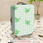 1-Piece Green Bird Check Pattern Plaid Travel Holiday  Suitcase Luggage Cover, Stretch Protective Sleeve