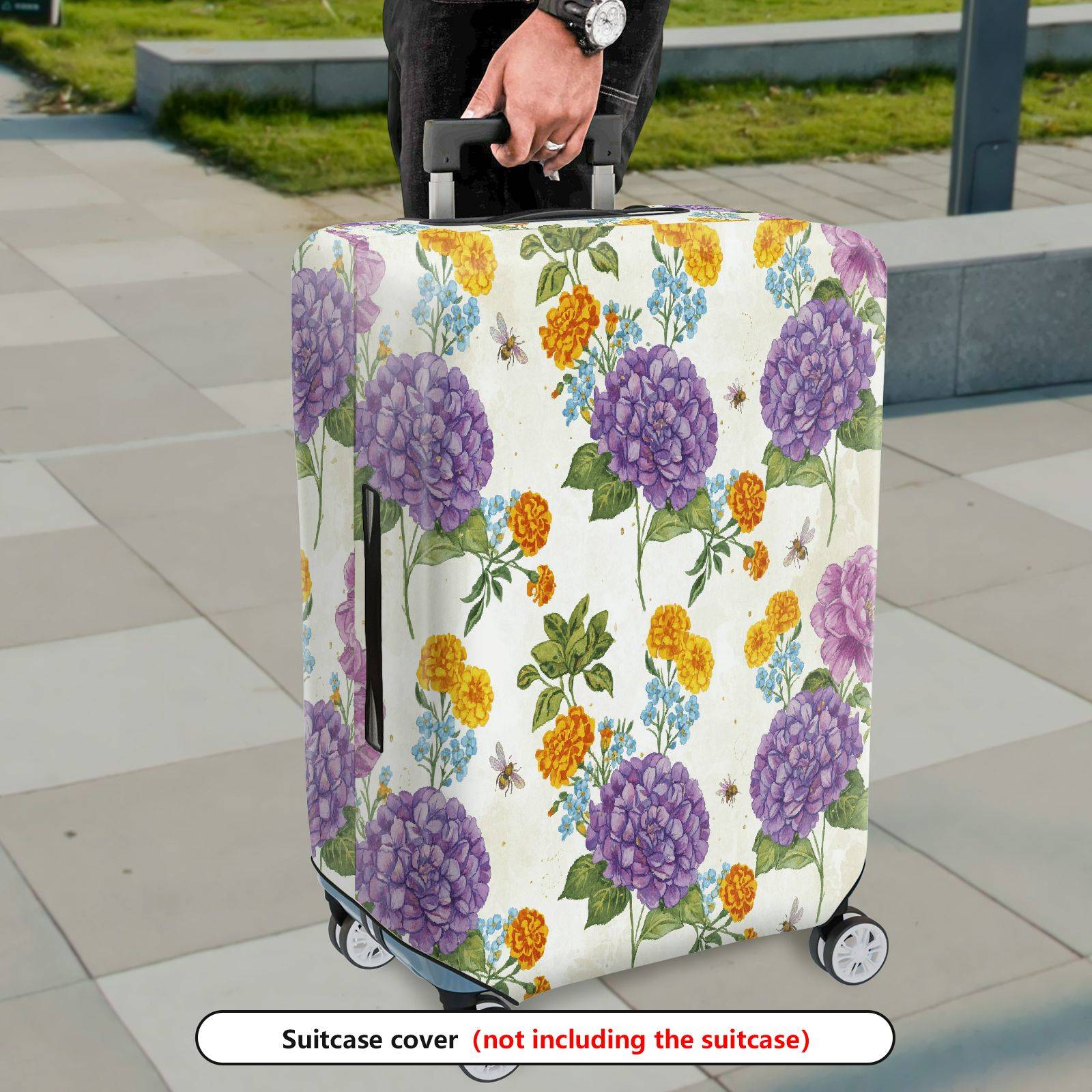 1-Piece Floral Colorful Nature Vibrant Spring Holiday  Suitcase Luggage Cover, Stretch Protective Sleeve