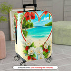 1-Piece Beach Floral Heart Tropical Paradise Colorful  Suitcase Luggage Cover, Stretch Protective Sleeve