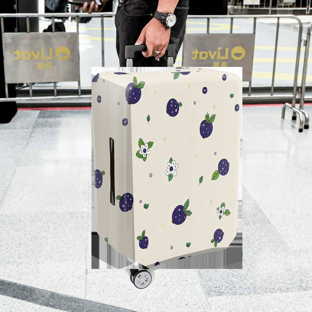 1-Piece Purple Berry Floral Travel  Cute Holiday  Suitcase Luggage Cover, Stretch Protective Sleeve