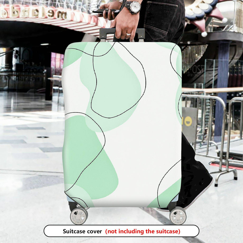 1-Piece Abstract Modern Minimalist Green Line Art  Suitcase Luggage Cover, Stretch Protective Sleeve