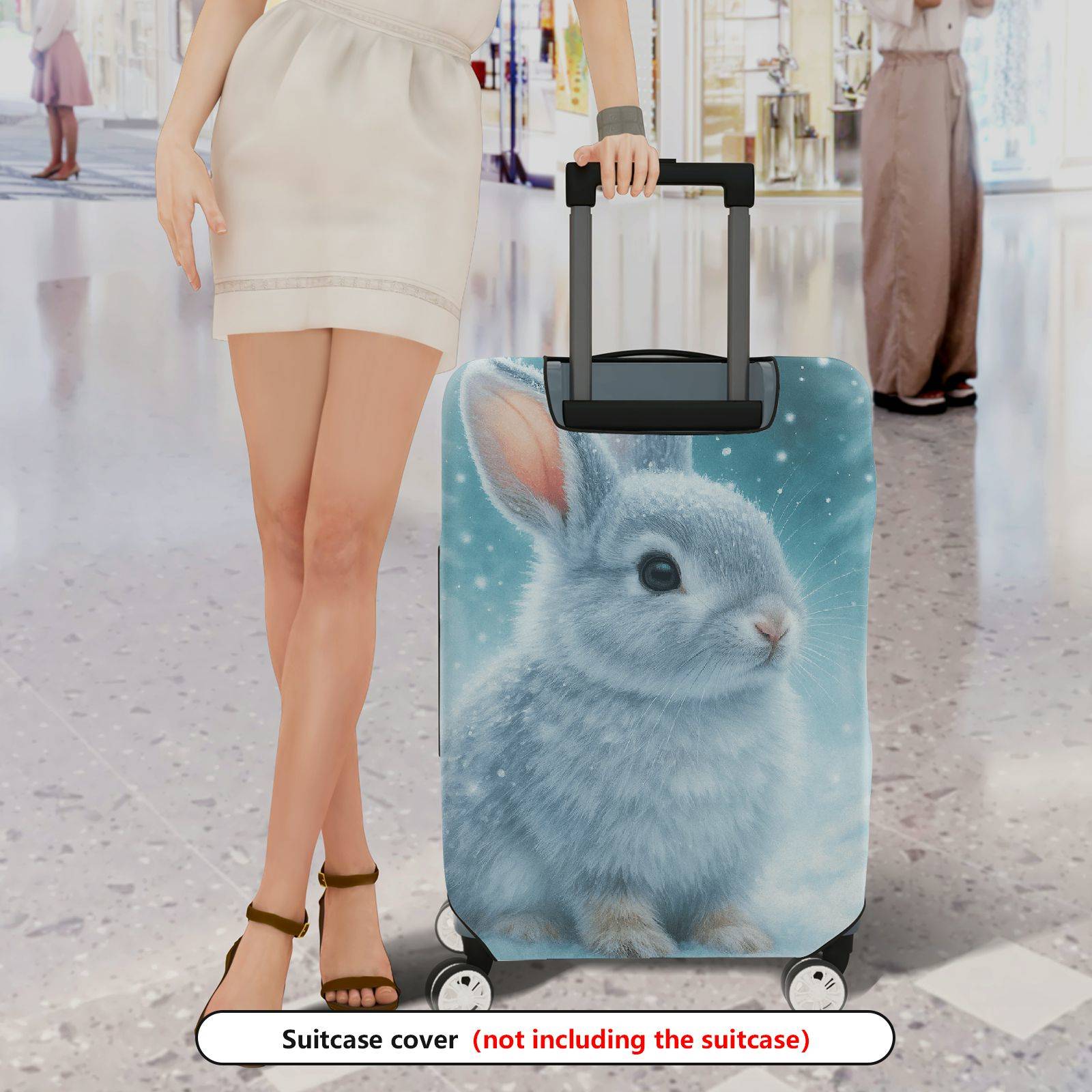 1-Piece Rabbit Snow Winter Animal Cute Nature  Suitcase Luggage Cover, Stretch Protective Sleeve