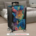 1-Piece Jungle Wildlife Animal Floral Leaf Vibrant  Suitcase Luggage Cover, Stretch Protective Sleeve