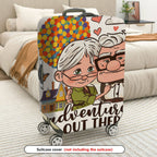 1-Piece Adventure Balloon Elderly Couple Love  Suitcase Luggage Cover, Stretch Protective Sleeve