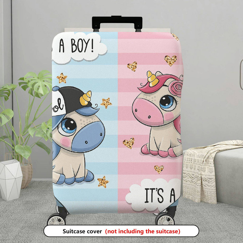 1-Piece Unicorn  Pink Blue Cute Pattern Decorative  Suitcase Luggage Cover, Stretch Protective Sleeve