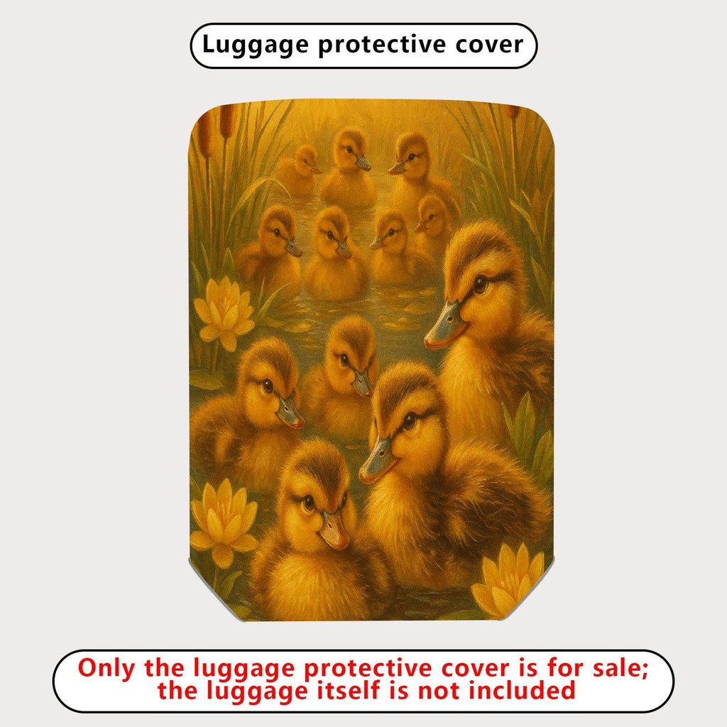 1-Piece Cute Duckling Pond Nature Floral Yellow  Suitcase Luggage Cover, Stretch Protective Sleeve