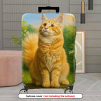 1-Piece Cat Floral Nature Vibrant Artistic Cute  Suitcase Luggage Cover, Stretch Protective Sleeve