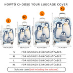 1-Piece Penguin Family Snow Ice Winter Cute Animal  Suitcase Luggage Cover, Stretch Protective Sleeve
