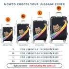 1-Piece Cute Cat Rainbow Galaxy Starry Night Cosmic  Suitcase Luggage Cover, Stretch Protective Sleeve