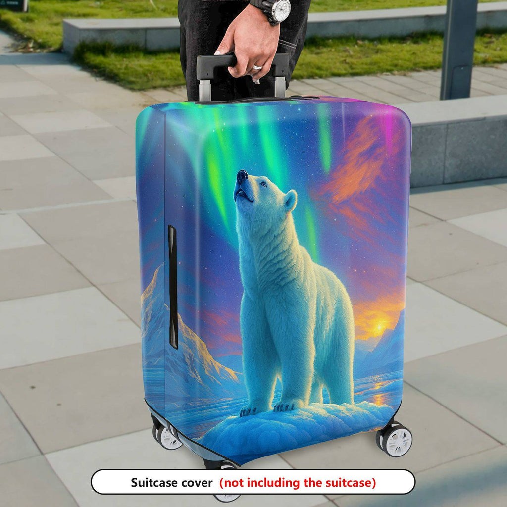 1-Piece Polar Bear Aurora Landscape Nature Wildlife  Suitcase Luggage Cover, Stretch Protective Sleeve