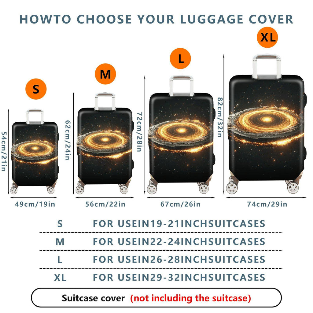 1-Piece Cosmic Galaxy Nebula Starry Night Luminous Black  Suitcase Luggage Cover, Stretch Protective Sleeve