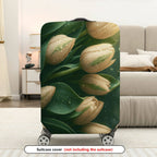 1-Piece Floral Nature Tulip Elegant Raindrop Garden  Suitcase Luggage Cover, Stretch Protective Sleeve