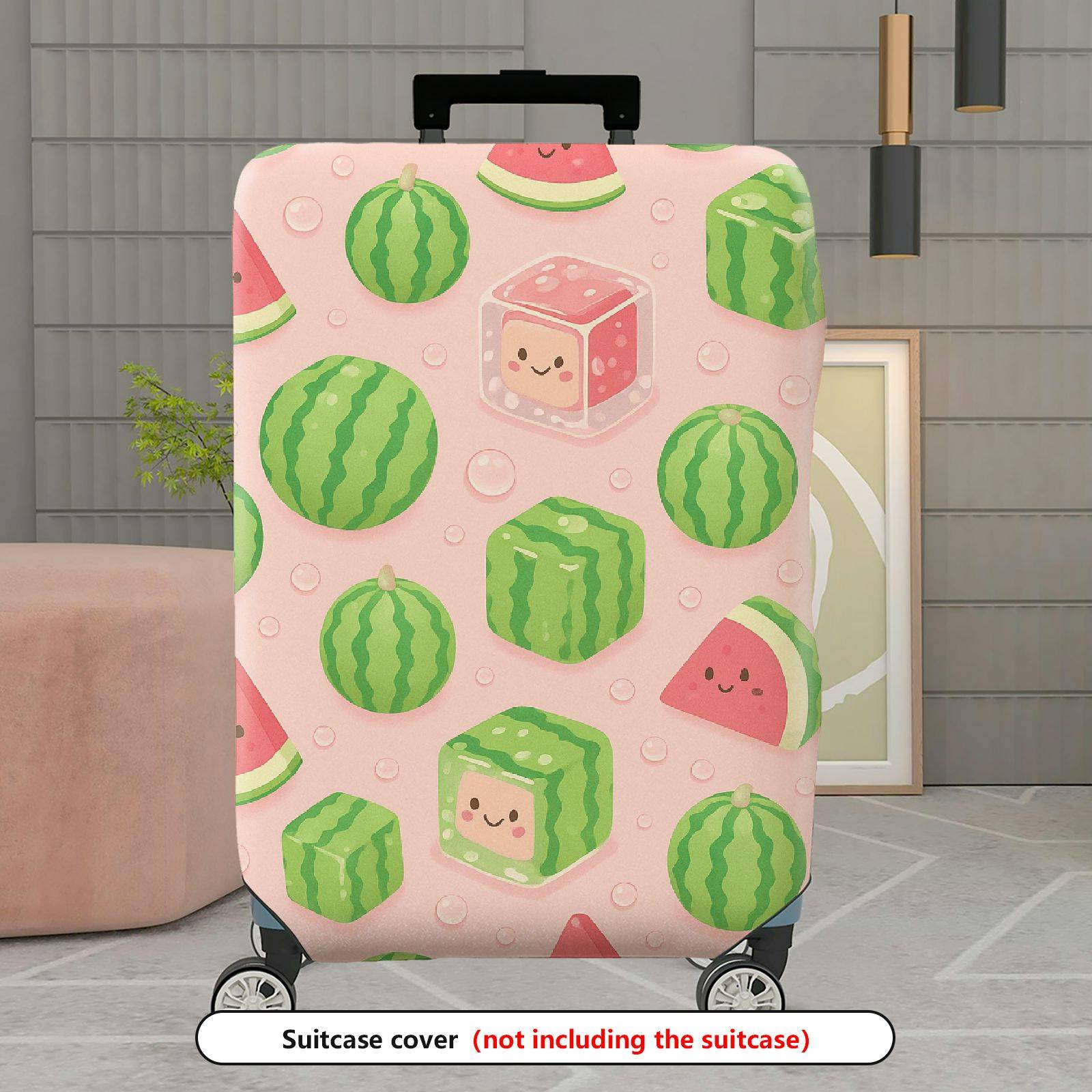 1-Piece Cute Watermelon Pink Fun Cheerful Playful  Suitcase Luggage Cover, Stretch Protective Sleeve