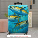 1-Piece Ocean Fish Blue Artistic Vibrant Sea Life Travel  Suitcase Luggage Cover, Stretch Protective Sleeve