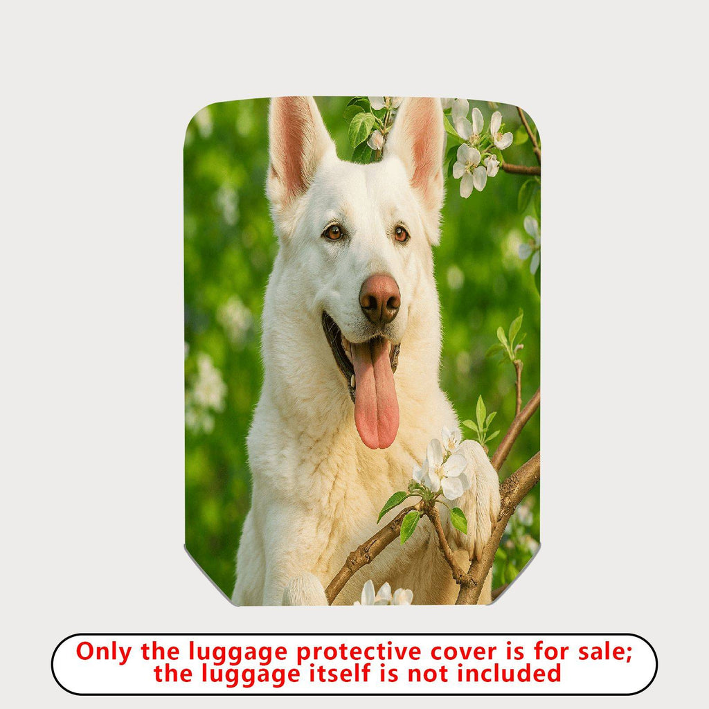 1-Piece Dog Floral Green Nature Spring Blossom  Suitcase Luggage Cover, Stretch Protective Sleeve