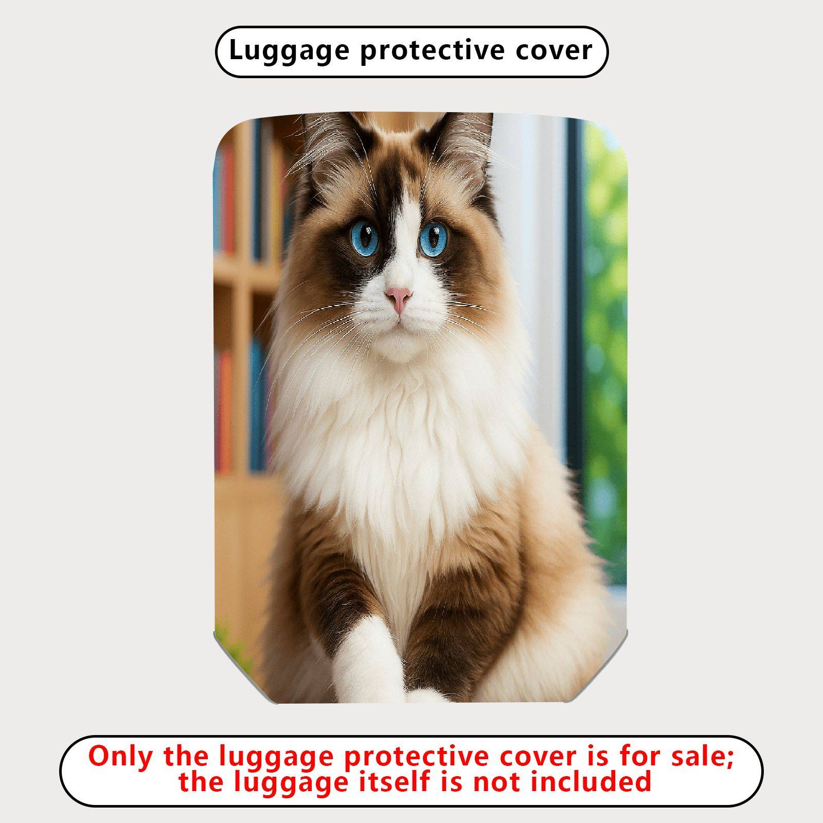 1-Piece Cute Adorable Cat Portrait Feline Travel  Suitcase Luggage Cover, Stretch Protective Sleeve