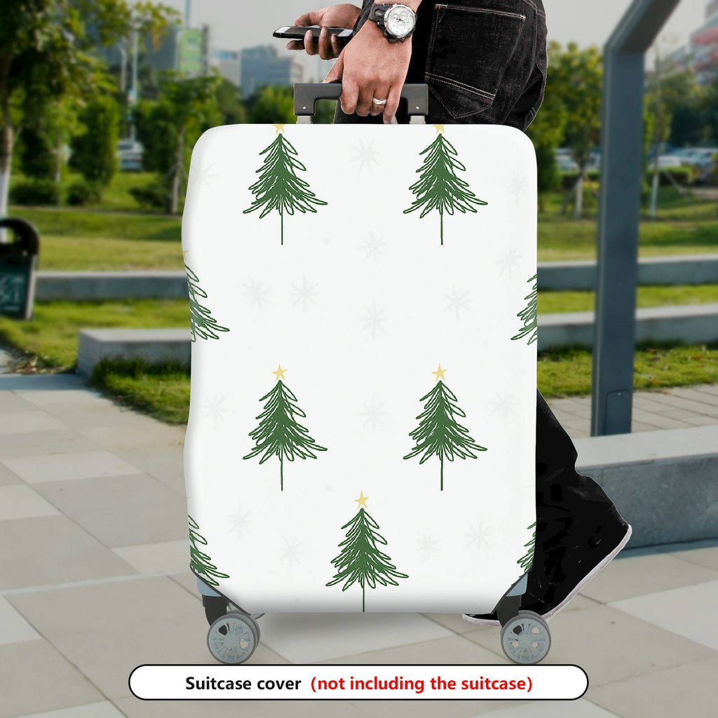 1-Piece Christmas Tree Holiday Seasonal Snow Star Winter  Suitcase Luggage Cover, Stretch Protective Sleeve