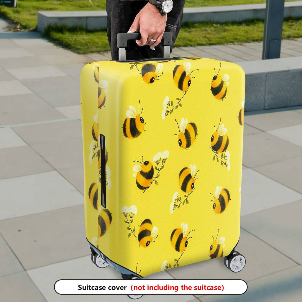 1-Piece Yellow Bee Floral Nature Cute Pattern  Suitcase Luggage Cover, Stretch Protective Sleeve