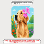 1-Piece Dog Flower Garden Nature Cute Artistic  Suitcase Luggage Cover, Stretch Protective Sleeve
