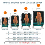 1-Piece Abstract Orange Line Art Figure Travel Business Graphic Mystical  Suitcase Luggage Cover, Stretch Protective Sleeve