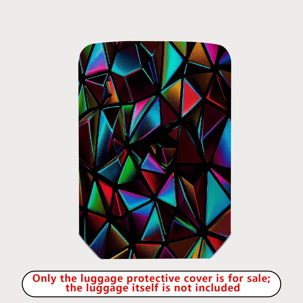 1-Piece Abstract Geometric Vibrant Colorful Prism Modern  Suitcase Luggage Cover, Stretch Protective Sleeve