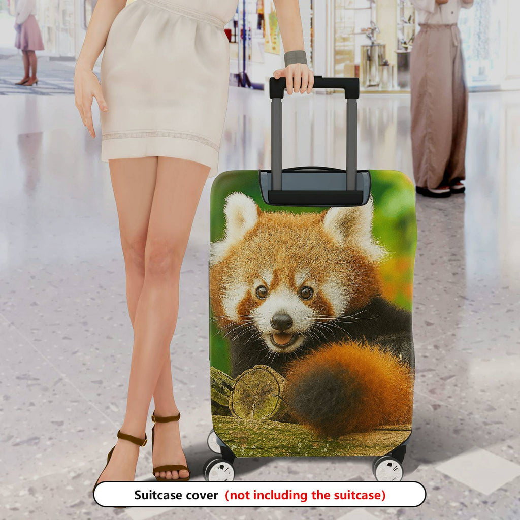 1-Piece Cute Red Panda Forest Animal Nature Green Tree  Suitcase Luggage Cover, Stretch Protective Sleeve