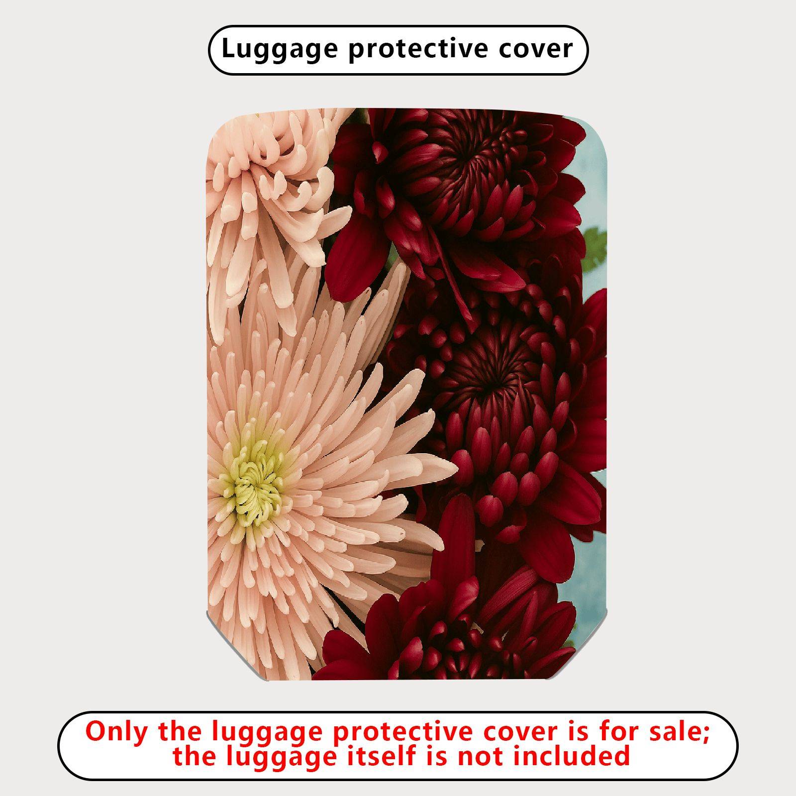 1-Piece Floral Chrysanthemum Colorful Elegant Artistic  Suitcase Luggage Cover, Stretch Protective Sleeve