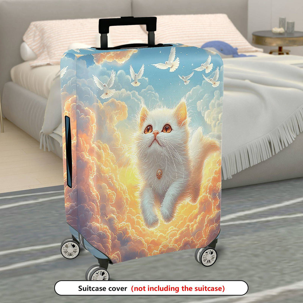 1-Piece Cute Cat Cloud Sky Dove Fantasy  Suitcase Luggage Cover, Stretch Protective Sleeve