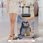 1-Piece Cute Penguin Snow Winter Mountain Romantic  Suitcase Luggage Cover, Stretch Protective Sleeve