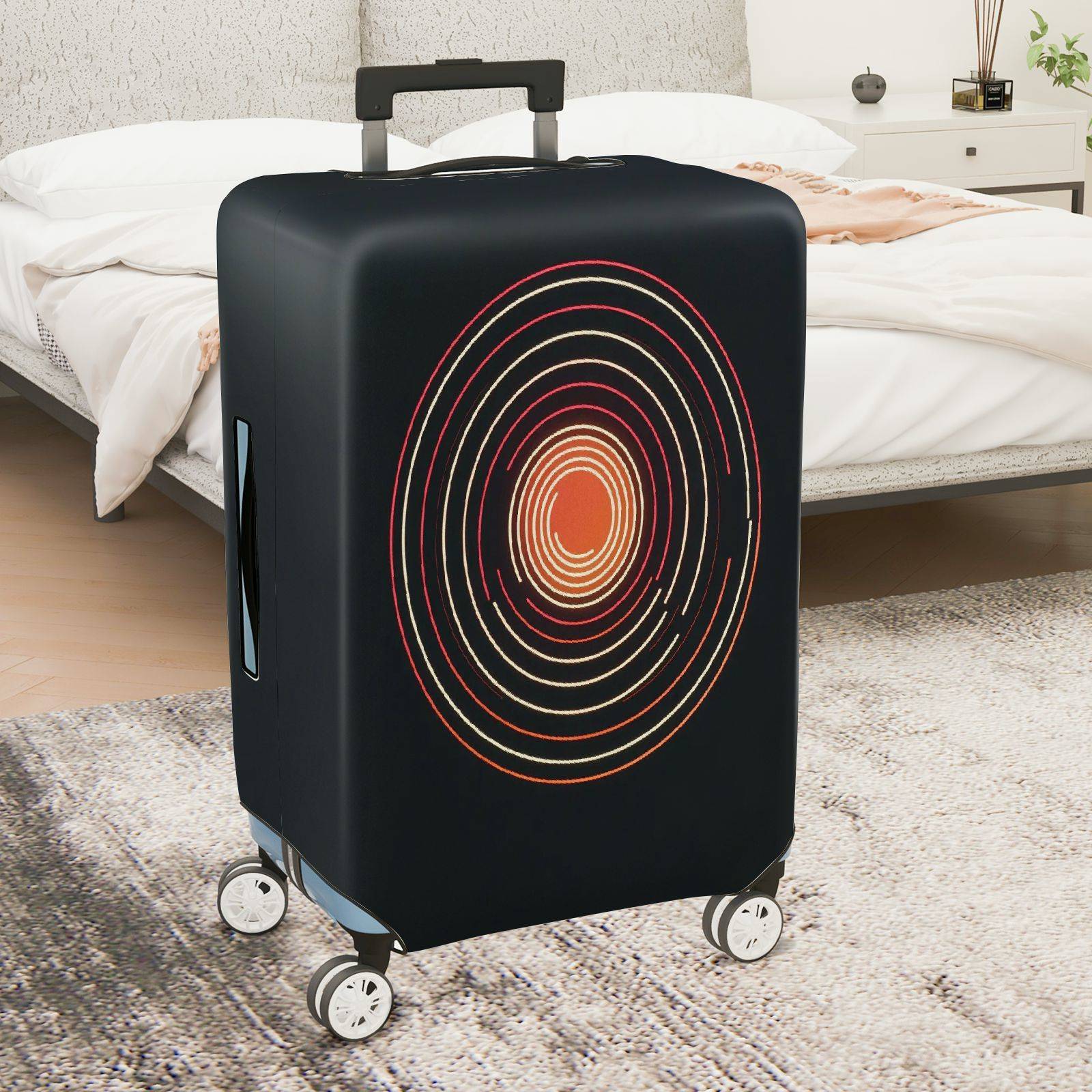 1-Piece Geometric Circular Abstract Modern Artistic Vibrant  Suitcase Luggage Cover, Stretch Protective Sleeve